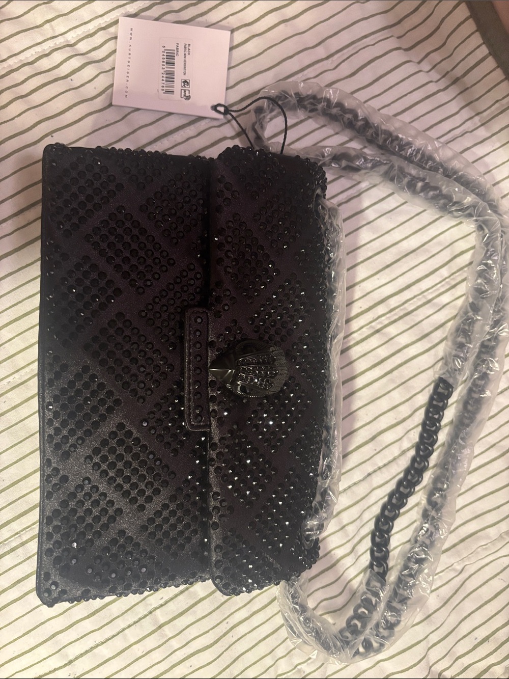 Kurt Geiger Black Sequin Shoulder Bag with Chain Strap - Picture 3 of 6